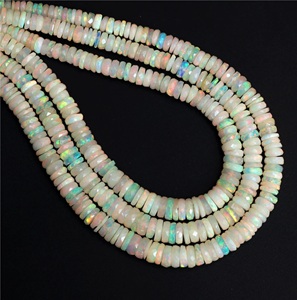 Natural Ethiopian Opal Gemstone Faceted Tyre <b>Heishi</b> Stone <b>Beads</b> Strand - Product Image 1