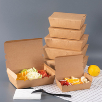 Boîte à lunch en papier alimentaire, boîte à lunch jetable en papier kraft, boîte à salade pour aliments délicieux à emporter