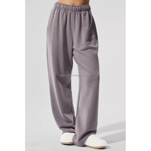 กางเกงวิ่งเอวสูงสำหรับผู้หญิงกางเกงกีฬาลำลองสีดำเทาระบายอากาศได้ดีผ้าฝ้าย100% หูรูดยางยืดสำหรับฤดูหนาวทรงหลวม - Product Image 2