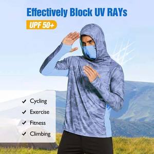 เสื้อมีฮู้ดสำหรับผู้ชายเสื้อตกปลามีฮู้ดผ้าโพลีเอสเตอร์ระบายอากาศได้ดีมีขนาด UPF 50 + ป้องกันรังสียูวีป้องกันแสงแดด - Product Image 4