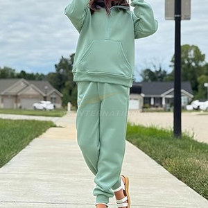 ชุดวอร์มลำลองสำหรับเด็กผู้หญิงชุดวอร์มผ้าระบายอากาศมีฮู้ดและกางเกงจ๊อกกิ้งมีซิปแบบทันสมัยสำหรับฤดูใบไม้ร่วงฤดูหนาว - Product Image 6