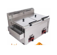 Friteuse à gaz à 2 compartiments en acier inoxydable gris, capacité de 2,7 litres, avec garantie d'un an, 220-240V 100W, pour usage commercial