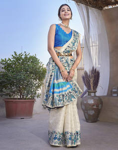 Saree de seda de arte suave para mujer con blusa sin costuras Saree estampado cómodo perfecto para el trabajo diario o salidas Casuales - Product Image 2