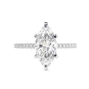 3,00 ctMarquise Cut Diamond Solitaire con acentos Anillo de compromiso para mujer - Product Image 4