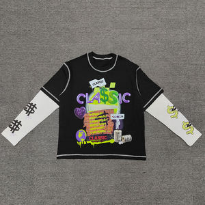 T-shirt à manches longues DTG pour hommes en coton éponge française surdimensionné unisexe de haute qualité 2024 coupe ajustée - Product Image 1