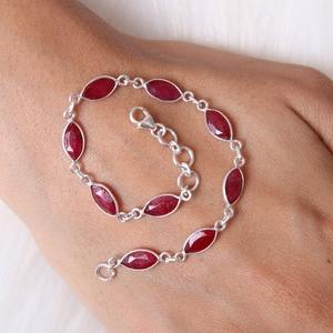 925 <b>Sterling</b> <b>Silver</b> Ruby Gemstone <b>Bracelet</b> Jewelry Handmade <b>Silver</b> Boho Style <b>Bracelet</b> Jewelry For <b>Women</b> Wedding Gift For Wife - Product Image 4