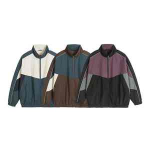 Men's Color Block Windbreaker <b>Jacket</b> <b>Casual</b> Lightweight Zip-Up Outerwear - Product Image 1