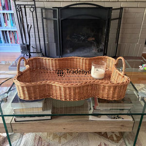 Plateau de rangement en rotin naturel fait main moderne, qualité supérieure, mobile, élégant, organisateur de cuisine Tradebyd - Product Image 3