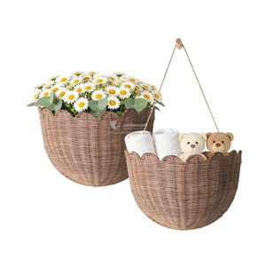 Decorative Scalloped Planter Handmade <b>Wicker</b> Wall Mounted Basket For Indoor Spaces Viettimecraft Wholesale - Product Image 3