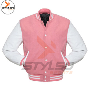 เสื้อแจ็กเก็ตเบสบอลสำหรับผู้ชาย,เสื้อแจ็กเก็ต Trucker Letterman Base Ball หนัง Varcity Varsity - Product Image 5