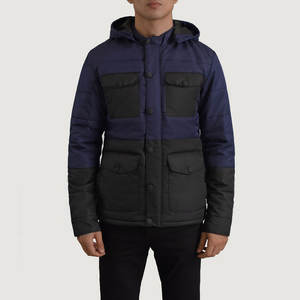 Wholesale Price Men Canvas Puffer <b>Jackets</b> Stand Collar Front Logo <b>Workout</b> Light Weight Casual Outdoor Waterproof Breathable - Product Image 4
