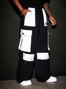 Trending Unisex Wide Leg Reflector Baggy Bottom Designer Style <b>Loose</b> Fit Street Style Baggy <b>Trousers</b> <b>for</b> <b>Men</b> Custom Design Pant - Product Image 5