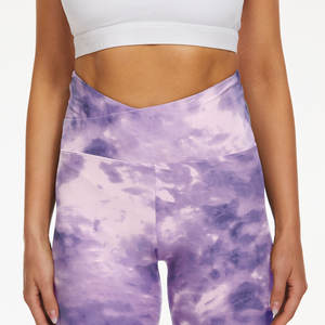 Custom Wholesale Womens Casual <b>Tie</b> <b>Dye</b> & Solid Color Active <b>Leggings</b> Elastic Waist Breathable Yoga Pants - Product Image 5