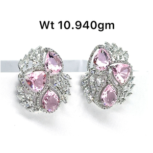 Designs uniques bijoux vintage 3A CZ cristal différentes couleurs zircon cubique boucles d'oreilles en gros argenté boucle d'oreille pour les femmes - Product Image 5