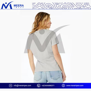 Camiseta informal de manga corta para mujer a la moda, cómoda mezcla de algodón, logotipo de diseño de cuello redondo de secado rápido para uso diario de verano - Product Image 4