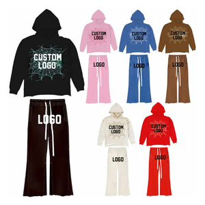 Bas quantité minimale de commande Prix bon marché Sweat à capuche évasé empilé personnalisé Survêtements pour hommes Ensemble 2 pièces 100% coton de qualité supérieure - Product Image 2