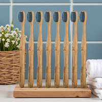 Brosse à dents en bambou biodégradable populaire avec des poils souples coniques de couleur Brosse à dents écologique Bord lisse