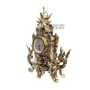 Reloj antiguo de plata y latón con adornos, juego de candelabros, hecho a mano, estilo vintage, centro de mesa decorativo de lujo. - Product Image 4