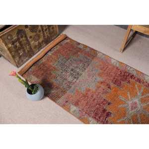Tapis turc vintage 2,9x11,1 pi (88x337 cm), tapis rouge uni - Product Image 5