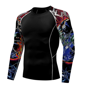 Summer Men Long Sleeve Upf 50+ Sun Compression Shirts Swimsuit Rash Guards Surfing <b>Wetsuit</b> Bodybuilding Sports Workout Tee Tops - Product Image 2