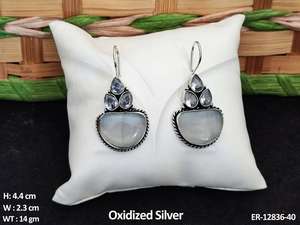 Diseñador de desgaste de forma ovalada diseño antiguo oxidado plata pulido accesorios mujeres oxidado colgante pendientes mujeres joyería conjuntos - Product Image 3