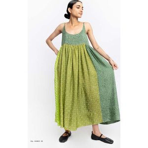 AMBER 99 Green <b>Women's</b> Breathable Printed Silk <b>Slip</b> Dress - Product Image 1