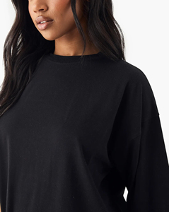 Custom High Quality 100% Cotton Oversized Heavyweight ladies Tshirt Custom Printing Heavyweight solid <b>black</b> Plain Women's <b>tee</b> - Product Image 5