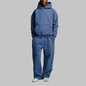 Ensemble de survêtement deux pièces pour homme à capuche oversize, délavé à l'acide, avec logo personnalisé, écologique, respirant, streetwear, pull-over - Product Image 4