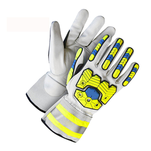 Guantes DE TRABAJO resistentes de cuero de grano de piel de vaca TPR Knuckles Long Hi Vis Reflective Cuff Guantes DE SEGURIDAD Alto rendimiento Anti corte - Product Image 3