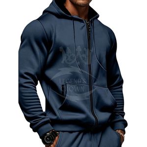 Sweat à capuche décontracté de couleur unie avec cordon de serrage-Polyester, lavable en machine, parfait pour les activités de plein air printemps/automne - Product Image 2