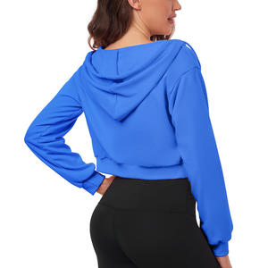 Sweat-shirts décontractés sur mesure, style streetwear, épaules tombantes, respirants, écologiques, en tricot, sweat-shirts courts pour femmes - Product Image 2