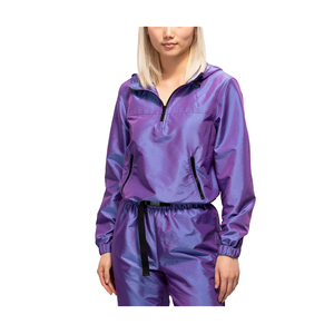 Shining Streetwear Style With Half <b>Zip</b> Lightweight Windbreaker Set Packs Polyester Nylon Construction Kangaroo <b>Pouch</b> Pocket - Product Image 5