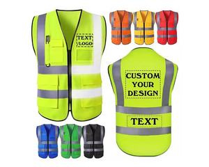 Chaleco de Seguridad de Poliéster de Alta Visibilidad Ultra Duradero, Ropa de Trabajo Suave para Construcción, Personalizable con Logotipo, Ropa Reflectante - Product Image 3