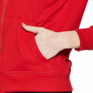 Sudadera con capucha roja para mujer de último estilo, 100% de algodón, cierre de cremallera, manga larga, ropa informal, sudadera de lana para adultos para invierno - Product Image 6