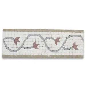 Edera 4x11 Tumbled Marble Mosaic Border Listello Accent Insert Tile B4102T Modelo - Product Image 1