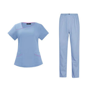 Offre Spéciale personnalisable OEM Spa uniformes femmes à manches courtes infirmière gommages impression numérique clinique haut pantalon coton tissé Polyester - Product Image 5