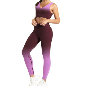 Conjunto de yoga para mujer con tela elástica para entrenamiento en el gimnasio, fitness y ropa deportiva diaria, ajuste cómodo. - Product Image 1