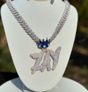 จี้ตัวอักษร ZAY ขนาดสั่งทำพิเศษ ประดับเพชรโมอิสซาไนต์เต็มตัว ชุบทองบนเงินแท้ สไตล์ฮิปฮอป พร้อมใบรับรอง GRA - Product Image 2