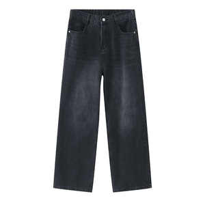 Denim bleu clair pantalon en denim à jambes larges coupe ample baggy jean Streetwear rétro décontracté unisexe mode logo personnalisé jean durable - Product Image 3