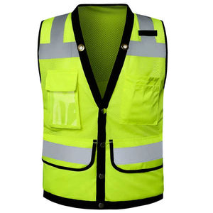 Gilet de sécurité unisexe de qualité supérieure avec fermeture éclair et poches utilitaires, vêtement d'extérieur respirant en coton et laine pour les chantiers de construction - Product Image 1