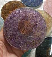 Posavasos de Orgón con Gema de Amatista Hecha a Mano, el Más Vendido, Artesanía de Cristal Natural Espiritual, Reiki, Meditación, Feng Shui, Estilo Amor