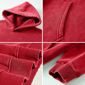 Sweats à capuche d'hiver personnalisés de haute qualité, logo brodé, 100% coton, streetwear, lavage à l'acide, uni teint pour hommes - Product Image 4