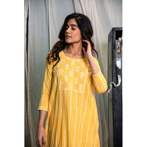 Ensembles pour femmes DAISY-Kurta jaune soleil avec palazzo Ensemble de 2 - Product Image 3