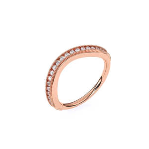 Elegante Anillo de Boda Vintage con Diamantes Curvos Cultivados en Laboratorio de 0.18 Ct en Oro Amarillo, Blanco y Rosa de 9K - Product Image 2