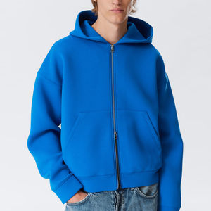 Sweat à capuche personnalisé 100% coton biologique polaire, sweat-shirt d'hiver, épaules tombantes, coupe ample, streetwear, pull avec poche et fermeture éclair - Product Image 2