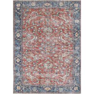 Alfombra de Lana Anudada a Mano de Gran Tamaño, Estilo Vintage, Pae-2643, con Patrón Floral Rojo y Naranja, para Sala de Estar, Pasillo, Habitación Juvenil - Product Image 1