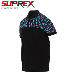 Camiseta de Golf Casual de Manga Corta con Cuello Redondo, Diseño Barroco Negro y Dorado, para Hombre, Acrílico/Nailon/Lana, Transpirable - Product Image 3