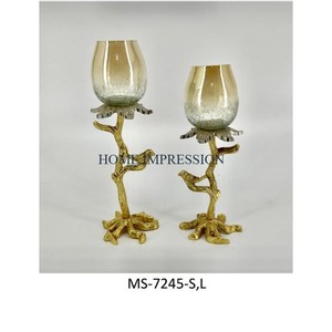 Metal Iron Gold Plated Table Decoration Candle Holders <b>Large</b> Size Clear Glass Office and Resorts Table Ware <b>Candlestick</b> Holders - Product Image 2