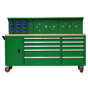 Établi en métal vert intégré Cabine à outils avec tiroirs de mécanicien Panneau perforé pour garage atelier stockage - Product Image 1
