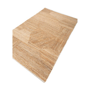 พรมปูพื้นทรงสี่เหลี่ยมผืนผ้าสีเบจน้ำตาลสไตล์คลาสสิกจาก Nomadic Threads ทำจากปอกระเจาถักทอด้วยมือ ลายเส้นนามธรรม เหมาะสำหรับตกแต่งบ้านและทางเดิน รุ่น PDJT-242 - Product Image 2